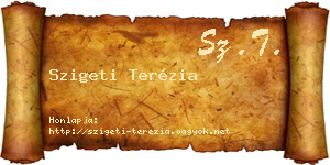 Szigeti Terézia névjegykártya